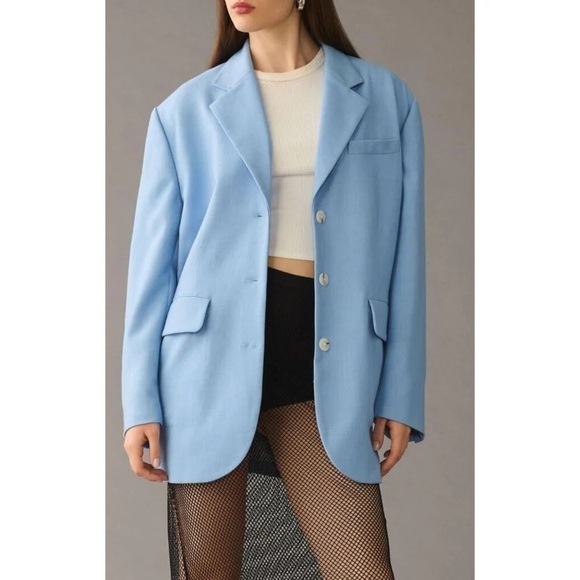 Maeve Jackets & Blazers - Anthropologie Maeve Oversized Blue Blazer Shoulder Pad Size XS/S